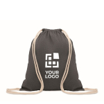 Drawstring bag with cord handles, 220 g/m2 view with print area