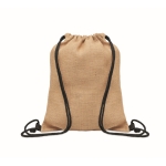 Jute bag with drawstring made of colored cotton black colour