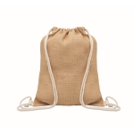 Jute bag with drawstring made of colored cotton beige colour