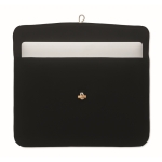 Cotton laptop sleeve with bamboo closure, 15”, 120 g/m2 black colour second view