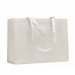 Elongated bag made of RPET with long handles, 80 g/m2 white colour