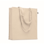 Eco-cotton tote bag with handles and bottom gusset, 220 g/m2 beige colour