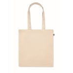 Eco-cotton tote bag with handles and bottom gusset, 220 g/m2 beige colour fourth view