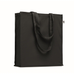 Eco-cotton tote bag with long handles and bottom gusset, 220 g/m2 black colour