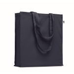 Eco-cotton tote bag with long handles and bottom gusset, 220 g/m2 blue colour