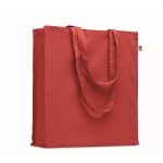 Eco-cotton tote bag with long handles and bottom gusset, 220 g/m2 red colour