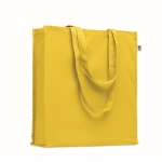 Eco-cotton tote bag with long handles and bottom gusset, 220 g/m2 yellow colour