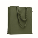 Eco-cotton tote bag with long handles and bottom gusset, 220 g/m2 green colour