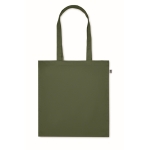 Eco-cotton tote bag with long handles and bottom gusset, 220 g/m2 green colour fourth view