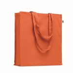 Eco-cotton tote bag with long handles and bottom gusset, 220 g/m2 orange colour