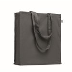 Eco-cotton tote bag with long handles and bottom gusset, 220 g/m2 dark grey colour