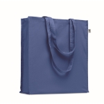 Eco-cotton tote bag with long handles and bottom gusset, 220 g/m2 royal blue colour