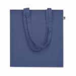 Eco-cotton tote bag with long handles and bottom gusset, 220 g/m2 royal blue colour second view