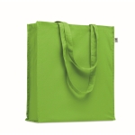 Eco-cotton tote bag with long handles and bottom gusset, 220 g/m2 lime colour