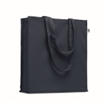 Eco-cotton tote bag with long handles and bottom gusset, 220 g/m2 navy-blue colour