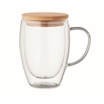 Double-walled cup with bamboo lid, 300 ml transparent colour