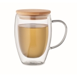 Double-walled cup with bamboo lid, 300 ml transparent colour second view