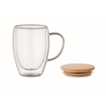 Double-walled cup with bamboo lid, 300 ml transparent colour third view