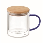 Cup made of double-walled borosilicate glass, 300 ml transparent blue colour