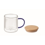 Cup made of double-walled borosilicate glass, 300 ml transparent blue colour third view