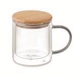 Cup made of double-walled borosilicate glass, 300 ml transparent grey colour