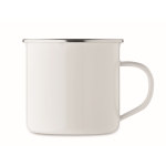 Vintage metal enamel mug for sublimation, 500 ml white colour second view