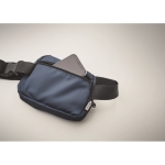 Practical bum bag made of RPET with a compartment blue colour third photographic view