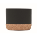 Wireless speaker with cork base and bamboo details black colour sixth view