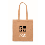 Sustainable tote bag made of jute with long handles view with print area