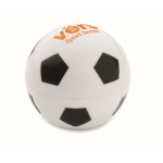 Football shaped lip balm with vanilla aroma, SPF 10 white/black colour second main view