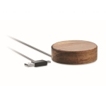 Acacia wood round wireless charging station, 15W wood colour