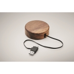 Acacia wood round wireless charging station, 15W wood colour fourth photographic view