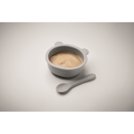 Suction cup bowl set for babies with silicone spoon grey colour third photographic view