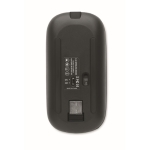 Wireless mouse with rechargeable USB battery and cable black colour third view