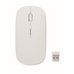 Wireless mouse with rechargeable USB battery and cable white colour fourth view