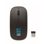 Wireless mouse with rechargeable USB battery and cable view with print area