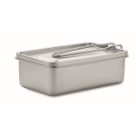 Stainless steel lunch box with removable handle, 750ml silver colour