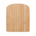 Bread shaped bamboo chopping board with a groove on the edge wood colour fourth view