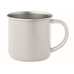 Recycled stainless steel mug with metallic rim, 300 ml white colour