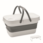 Silicone foldable picnic basket, convertible into tray, 16L white colour