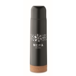 Stainless steel thermal bottle with cork base, 500 ml black colour main view