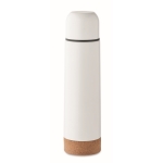 Stainless steel thermal bottle with cork base, 500 ml white colour