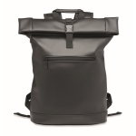 Rolltop backpack for laptop made of soft faux leather, 15'' black colour