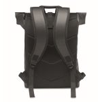 Rolltop backpack for laptop made of soft faux leather, 15'' black colour second view