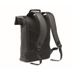 Rolltop backpack for laptop made of soft faux leather, 15'' black colour third view