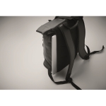 Rolltop backpack for laptop made of soft faux leather, 15'' black colour fourth photographic view