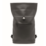 Rolltop backpack for laptop made of soft faux leather, 15'' black colour seventh view