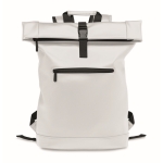 Rolltop backpack for laptop made of soft faux leather, 15'' white colour