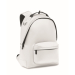 Faux leather laptop backpack with front pocket, 15'' white colour