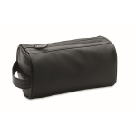 PU toiletry bag with zipper and side handle black colour